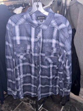 INC International Concepts Men's Blue Plaid Button-Down Shirt